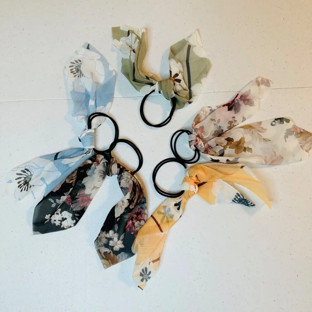 Chiffon Hair Scarf Ponytail Holder Elastic Hair Bands Hair Ties Hair Scrunchies
